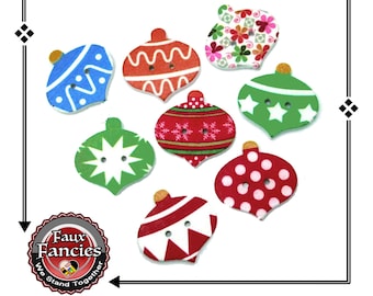 CLEARANCE! BUTToNS, BuTTONS! 3 PCs Christmas Wooden Buttons, Christmas Ornament Charms, Scrapbook Buttons, #WoodenButtons, #CraftButtons