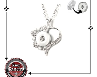 GORGEOUS Heart Pendant for Snap Buttons, 18mm Ginger Snap Pendant, #SnapButtons, Snap Charms, Rhinestone Snaps, #SnapSnaps, #SnapJewelry
