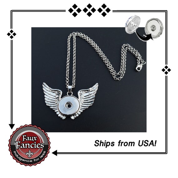 Angel Pendant Snap Buttons, 18mm Ginger Snap Pendant, Snap ButtonAngel Necklace, #SnapButtons, Rhinestone Snaps, Snap Snap, Jewelry gift