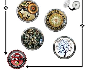 Mandala Snap Buttons: Colorful Cabochon Charms for Bracelet Snaps