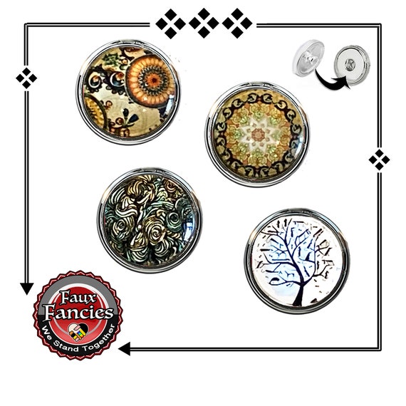 SNAP BUTTONs, CABOCHON Snap Charms, Colorful Mandala Charm, Tree of Life, #Cabochons, #SnapButtons, #BraceletCharms, #BraceletSnaps. #Snap