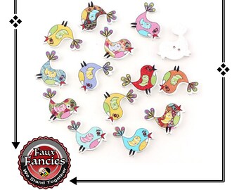 CLEARANCE! BUTToNS, BuTTONs! 3 PCs Little BIRDY Wooden Buttons, Bird Charm, Bird Scrapbook Button, Card Button, #WoodenButtons, #CraftButton