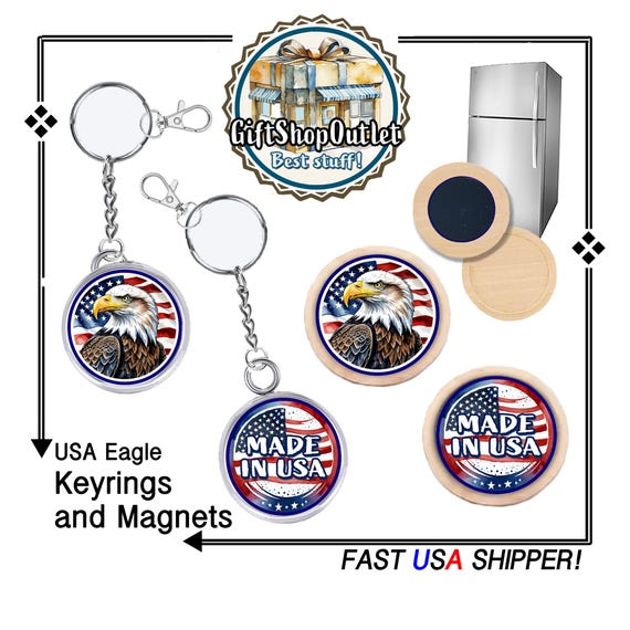 EAGLE Handmade Keyring, Bald EAGLE Magnet, EaGLE Handmade Fridge Magnet, #USAEagle, #MadeInUSA, #USAKeyRing, #BaldEagleGift, #USAFlagGift