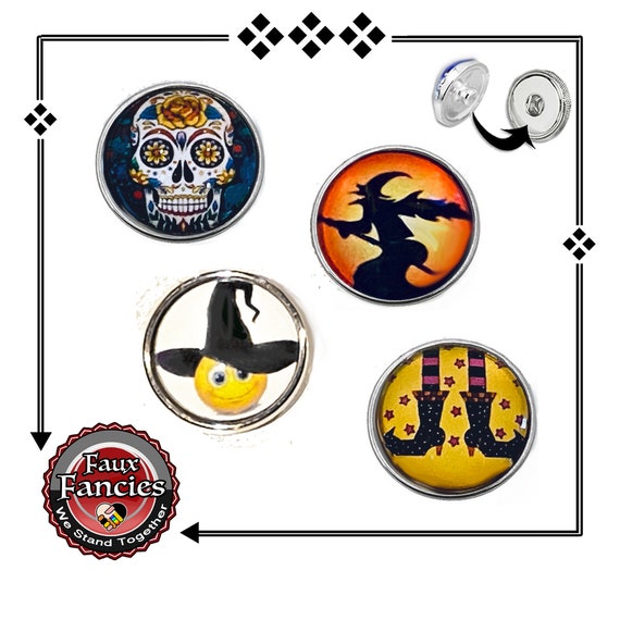 HALLOWEEN CABOCHON Snap Buttons, Skull Ginger Snaps, Witch Leg Snap Charms, Interchangeable Snap, Rhinestone Snaps, Snap Snap, Jewelry gift