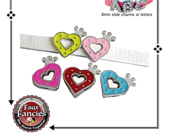 Heart Crown Slider Charm: 8mm Slide Bracelet Charm