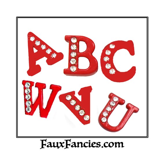 SALE! RED 8mm Rhinestone Slide Letters, Slide Letters, MULTiPLE DISCOUNTS, Alphabet Charms, Jewelry Gift, Rhinestone Letters, Dangle Letters