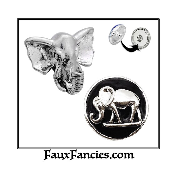 Elephant Snap Buttons, 18mm Ginger Snap, Elephant Charm, Snap Charm, Snap on Charms, #ChangeableSnap, #SnapButtons, #ElephantCharm