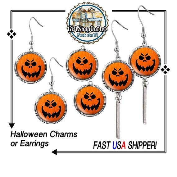 Halloween PUMPKIN EARRINGS and Charms, Pumpkin Charm, Halloween Charm, #HalloweenCharms, #HalloweenJewelry, #PumpkinEarrings