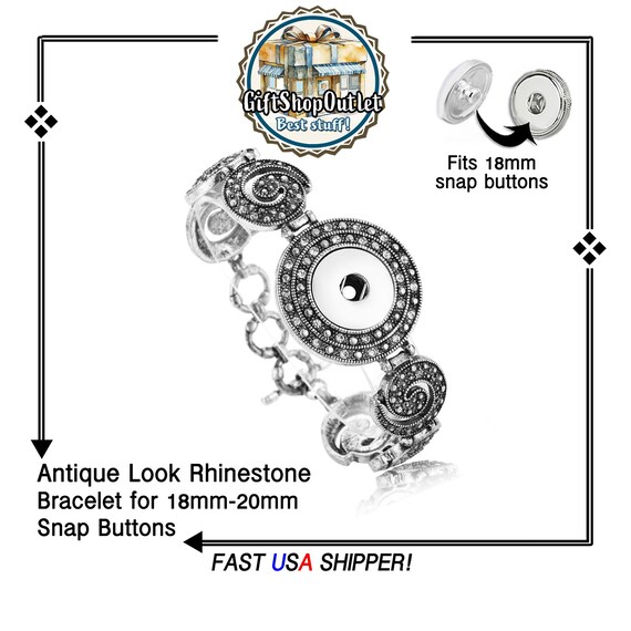 SNAP Button Bracelet, GORGEOUS RHINESTONE Adjustable Snap Bracelet, Bracelet for Snap Buttons, #SnapButtonJewelry, #SnapJewelry, #Bracelet