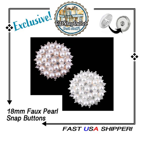 EXCLUSIVE! Pearl 18mm SNAP BUTTONS! Ginger Snap buttons, Snap Charms, #BraceletCharms,, #JewerySnaps, #GiftForHer, #SnapButtonButtonJewelry