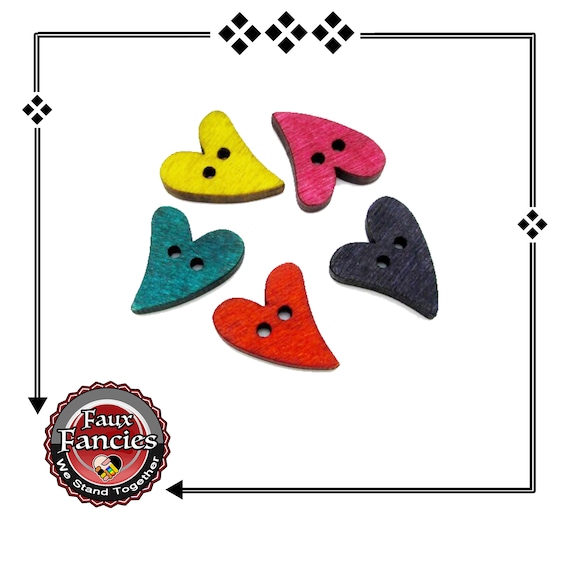 CLEARANCE! BUTToNS, BuTTONS! 3 PCs Colorful HEART Wooden Buttons, Heart Charms, Scrapbook Buttons, Buttons, #WoodenButtons, #CraftButtons