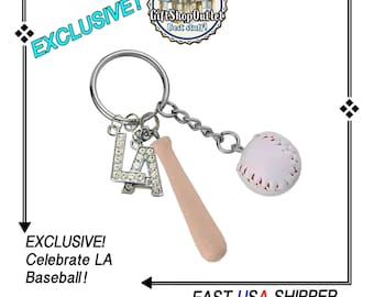 L.A. Baseball Key Rings, EXCLUSIVE L.A. BASEBALL, Baseball gift, Celebrate October Baseball, #LABaseball, #KeyRingGift, #BaseballJewelry