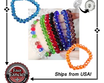 6mm Glass Bead Stretch Bracelet: Dainty Snap Jewelry