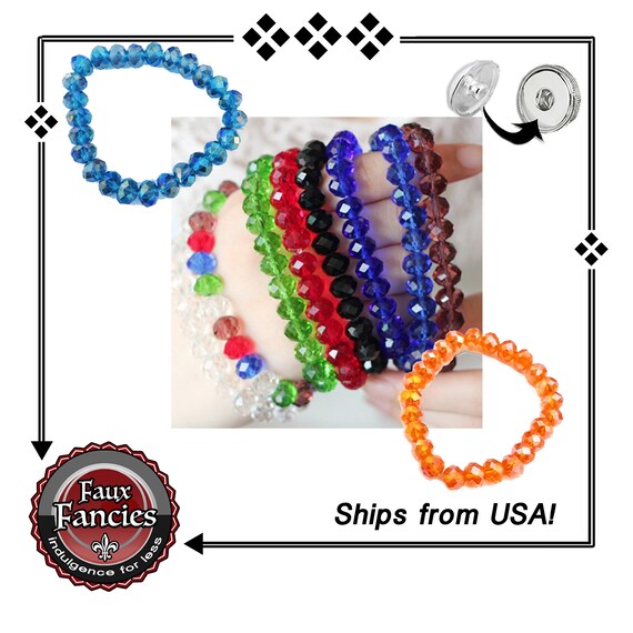 Petite Glass Beads STRETCH Bracelets, 6mm Dainty Bead Bracelet with or without snap base, #SnapJewelry, #SnapButton, #StretchBracelet