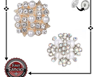 Rhinestone Snap Button, Pearly Pretty Ginger Snap, 18mm Snap Charm, #RhinestoneCharm, #SnapButton, #SnapJewelry, #SnapCharm, #RhinestoneSnap
