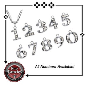 Rhinestone Dangle NUMBER Charms, GOLD or SiLVER, MULTiPLE DISCOUNTS, Numeric Charms, 0 to 9 Charms, Charms, #NumberCharm, #RhinestoneNumber