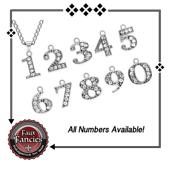 Rhinestone Dangle NUMBER Charms, GOLD or SiLVER, MULTiPLE DISCOUNTS, Numeric Charms, 0 to 9 Charms, Charms, #NumberCharm, #RhinestoneNumber