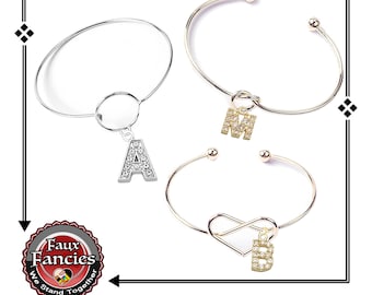 Dangle Letter Charm Bracelet, Rhinestone Charm Bracelet, Gold and Silver Dangle Charms, #RhinestoneLetterBracelet, #DangleLetterBracelet
