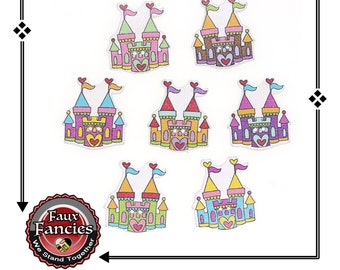 CLEARANCE! BUTToNS, BuTTONs! 3 PCs CASTLE Wooden Buttons, CASTLE Charms, Shoes, Scrapbook Buttons, Buttons, #WoodenButtons, #CraftButtons