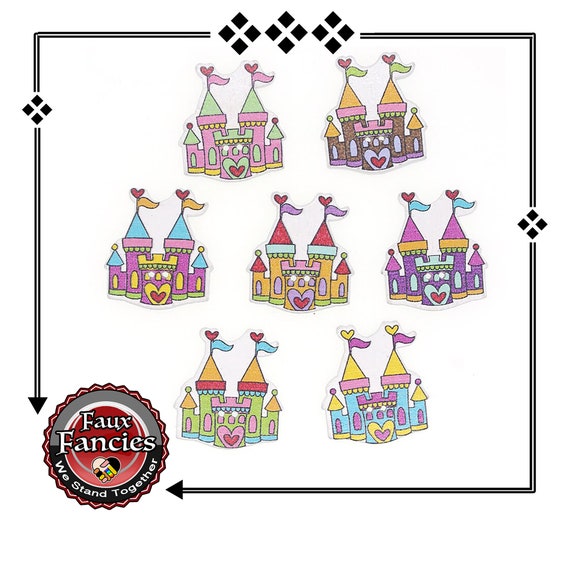 CLEARANCE! BUTToNS, BuTTONs! 3 PCs CASTLE Wooden Buttons, CASTLE Charms, Shoes, Scrapbook Buttons, Buttons, #WoodenButtons, #CraftButtons