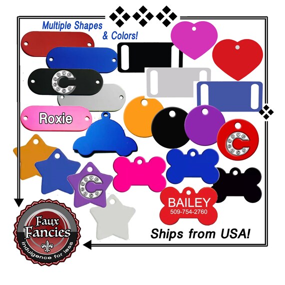 ID Tag, Pet Collar Tag, Engravable ID Tag, Pet Tag, Metal ID Tag, Colorful iD Tag, Multiple Shapes, #DogTag, #IDTag, #PetCollar, #ChokerTag