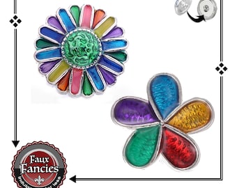 Colorful Flower Snap Buttons, 18mm SPRING Ginger Snaps, Flower Snap Charms, Multicolor Charms, Snao Snap, #FlowerCharms, #SpringSnapButtons