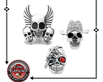 Skeleton Snap Buttons, Halloween Ginger Snaps, 18mm Snap on Charms, Interchangeable Snap, Rhinestone Snaps, Snap Snap, Jewelry gift