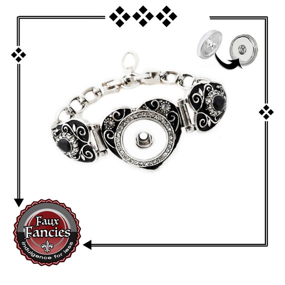Heart RHINESTONE SNAP Bracelet, “Vintage” Snap Bracelet, Valentines Gift, #SnapBracelet, #SnapButtonJewelry, #SnapJewelry, #18mmSnapButtions