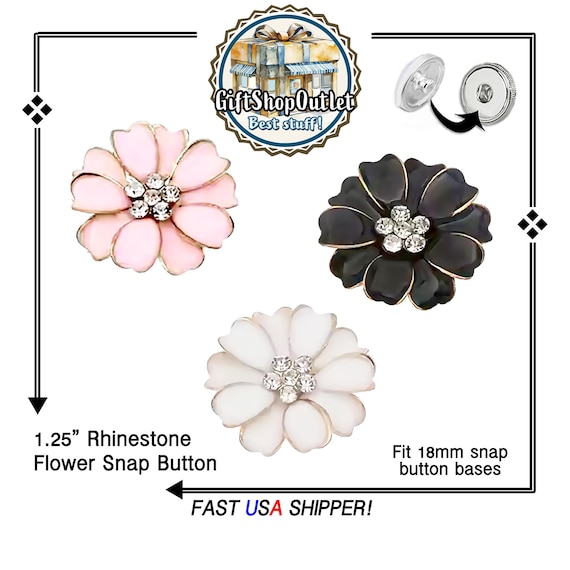 Rhinestone EXCLUSIVE FLOWER Snap Button, BEAUTIFUL Flower Snap with Rhinestones, Flower snap, SnapPopper, #RhinestoneSnapButton, #SnapPopper