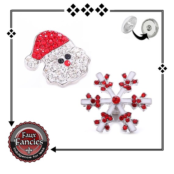 Santa Snap Button, Snowflake Snap, Santa Charm, Ginger Snap,Snap Charms, Reindeer Charm, #SnapButtons, #ChristmasRhinestoneSnaps, Snap