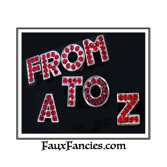 Red Rhinestone Slide Letters, Slide Letters, MULTIPLE DISCOUNTS, Alphabet Charms, Jewelry Gift, Rhinestone Letters, Dangle Letters