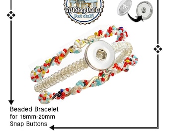 Beaded Rose Gold Snap Bracelet for 18mm Snap Buttons