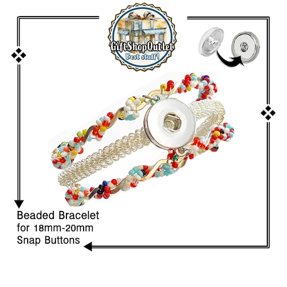 BEADED Snap Button SNAP BRACELET for 18mm snap buttons, Ginger Snap, Snap Jewelry, Snaps, rose gold jewelry, #SnapBracelet, #SnapJewelry