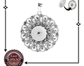 SALE! Large Pendant for Snap Buttons, Ginger Snap Pendant - Snap on Charms, Interchangeable Snap, Rhinestone Snaps, Snap Snap, Jewelry gift