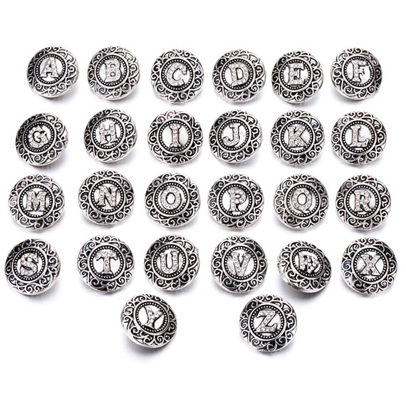 SALE 18mm Rhinestone Letter Snap Buttons, Ginger Snaps, Snap Charms, Changeable Snap, Rhinestone Snaps, Snap Button Jewelry, #SnapButtons