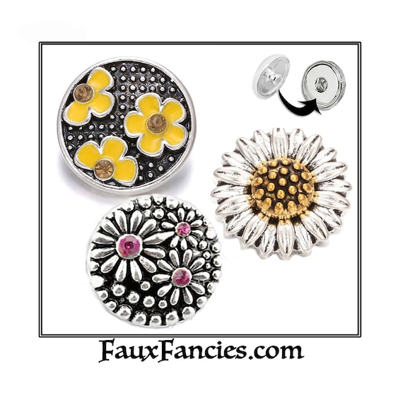 18mm Snap Buttons, Flower Snap Buttons, Daisy Snap Button, Spring snap charm, #FlowerSnapCharm, #18mmSnapButtons, #SnapJewelry. Snap Popper
