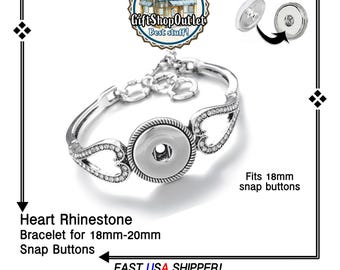 Snap Button HEART Bracelet, SALE! GORGEOUS Adjustable Snap Bracelet, Snap Bracelet for Snap Buttons, #SnapButtonJewelry, #SnapJewelry