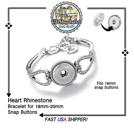 Snap Button HEART Bracelet, SALE! GORGEOUS Adjustable Snap Bracelet, Snap Bracelet for Snap Buttons, #SnapButtonJewelry, #SnapJewelry