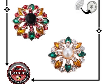 FALL Snap Buttons, 18mm Rhinestone Snap Button, Ginger Snap, Flower Snap Charms, #BraceletCharms, Rhinestone Snaps, Snap Jewelry gift, #Snap
