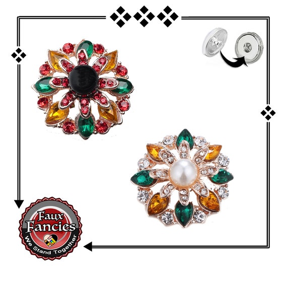 FALL Snap Buttons, 18mm Rhinestone Snap Button, Ginger Snap, Flower Snap Charms, #BraceletCharms, Rhinestone Snaps, Snap Jewelry gift, #Snap