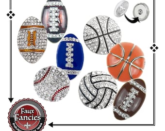 SPORTS Snap Buttons, Football Snap Button, Baseball Snap Charm, Basketball Snap Button, #FootballCharm, #FootballJewelry, Sports Charms