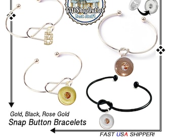 Dangle Snap Button Bracelet, Charm Bracelet, Gold, Silver Black Bracelet, #SnapButtonBracelet, #DangleLetterBracelet