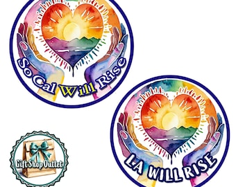 LA Will Rise Original Art GLASS Cabochon handmade magnet, SoCal Rise magnet, LA Strong Handmade Keyring, SoCal Strong, #LAStrong