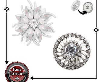 SALE! Snap Buttons SHIMMER & SHINE, Ginger Snaps, Snap Charms, Rhinestone Snaps, #BraceletCharms, #FlowerCharm, #WhiteSnaps, #SnapPopper