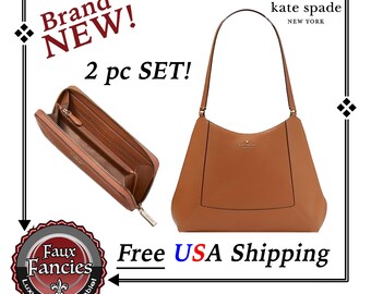 Kate Spade Leather Shoulder Bag with Wallet - Gingerbread Pebbled Leather