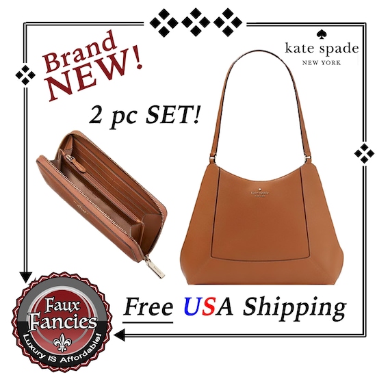 SALE! NeW! KATE SPaDE Triple Compartment LEATHER Shoulder Bag WiTH Large Zip WaLLET, Authentic, GORGeOUS Roomy Bag, Dust Cover, Ship FrEE