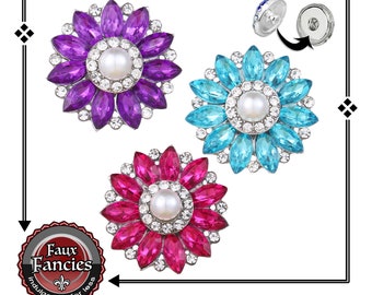 Pretty Floral SNAP Buttons, 18MM Ginger Snap, Rhinestone Snap Charm, #FlowerCharm, #BraceletCharm, #SnapCharm, #RhinestoneSnap, #SnapJewelry