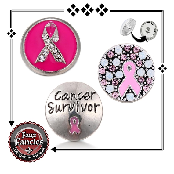 Ribbon Snap Button, 18mm Cancer Snap Button, Survivor Snap, Snap Charm, Bracelet Charm, Rhinestone Snaps, #CancerSnapPopper, Snap Jewelry