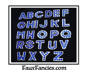 SALE! 8mm Blue Rhinestone Slide Letters, MULTIPLE DISCOUNTS, Alphabet Charms, Jewelry Gift, Rhinestone Letters, Dangle Letters