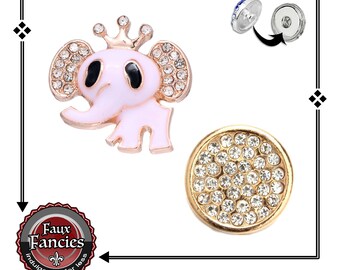 The CUTEST little ELEPHANT Rhinestone SNAP Button, #GingerSnaps, #BraceletCharms, 18mm Snaps, #SnapJewelry, #SnapButtons, Elephant Charm
